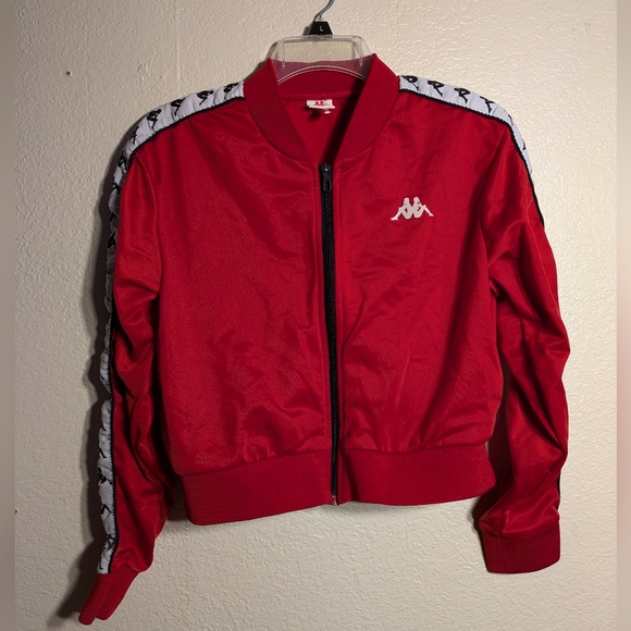 Kappa Red Track Jacket with Signature Striped Sleeves size large - Picture 1 of 8